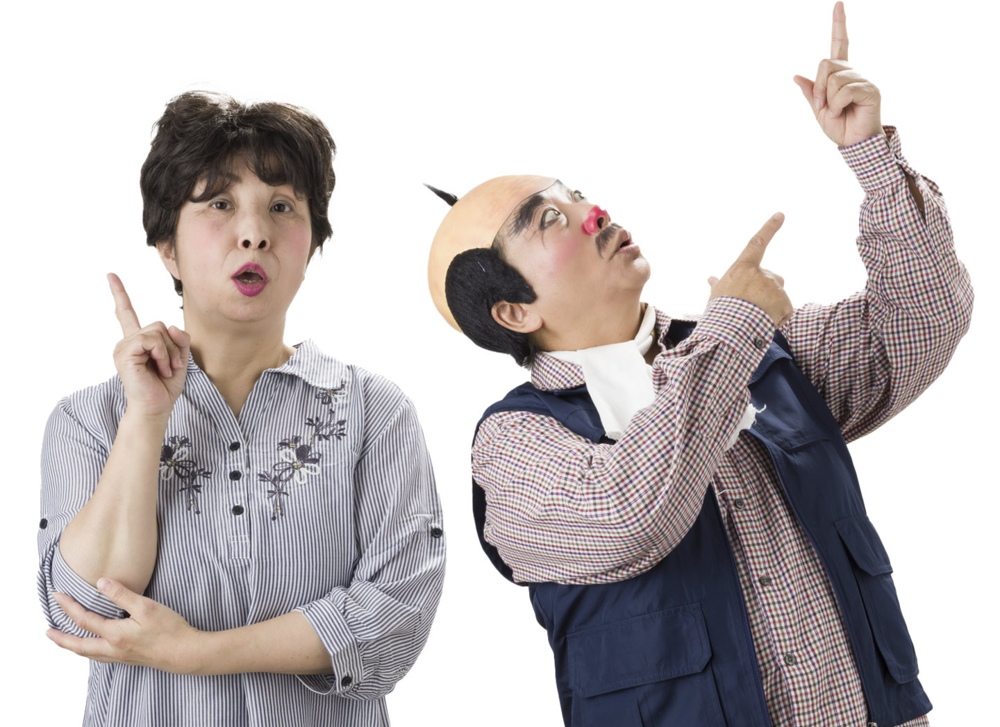 男性と女性が上のコンテンツを指さしている